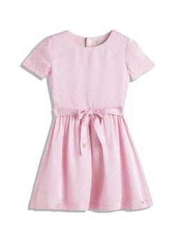 Tommy Hilfiger - Girls Printed Regular-Fit Viscose Dress With Belt - Pink