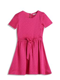 Tommy Hilfiger - Girls Printed Regular-Fit Viscose Dress With Belt - Pink