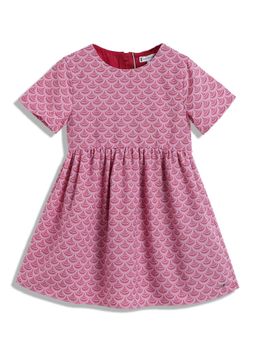 Tommy Hilfiger - Girls Printed Fitted Polyester Dress - Mauve