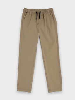Tommy Hilfiger - Boys Solid Mid Rise Regular-Fit Trouser - Beige