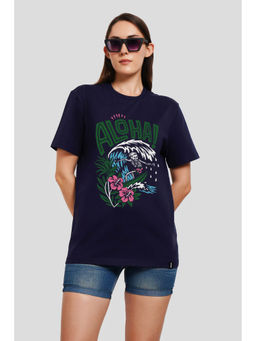 UNDERRATED CLUB - Aloha Navy Blue Printed T-Shirt