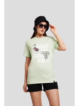 UNDERRATED CLUB - Enjoy Nature Vibes Pastel Green Printed T-Shirt