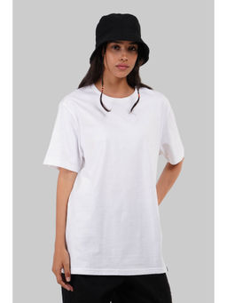 UNDERRATED CLUB - Solid White Half Sleeves T-Shirt for Women Boyfriend Fit