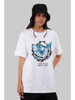 UNDERRATED CLUB - Butterfly Trap White Boyfriend Fit T-Shirt Women
