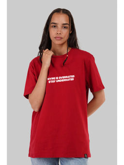 UNDERRATED CLUB - Underrated Hype Red Boyfriend Fit T-Shirt Women