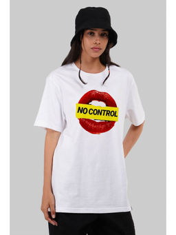 UNDERRATED CLUB - No Control On Lips White Boyfriend Fit T-Shirt Women