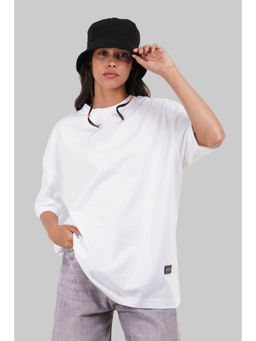 UNDERRATED CLUB - Solid White Half Sleeves T-Shirt for Women Oversized Fit