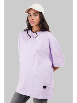 UNDERRATED CLUB - Solid Lavender Half Sleeves T-Shirt for Women Oversized Fit