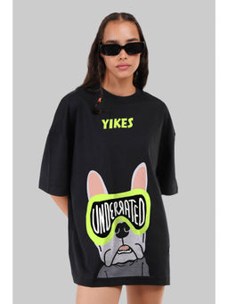 UNDERRATED CLUB - Yikes Black Oversized Fit T-Shirt Women