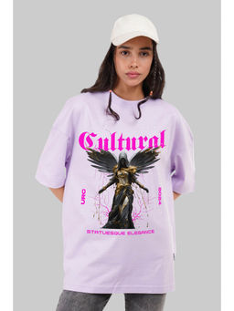 UNDERRATED CLUB - Angelic Elegance Lavender Oversized Fit T-Shirt Women