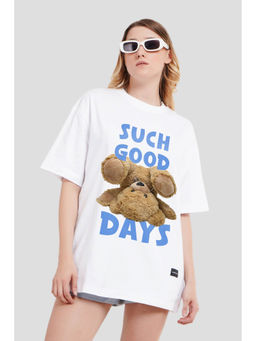 UNDERRATED CLUB - Such Good Days White Printed T-Shirt Women Oversized Fit