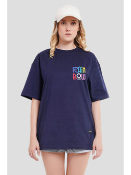 UNDERRATED CLUB - Rainbow Navy Blue Solid T-Shirt