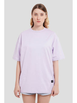 UNDERRATED CLUB - Solid Lavender Half Sleeves T-Shirt for Women Oversized Fit