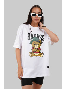 UNDERRATED CLUB - Badass Teddy White Oversized Fit T-Shirt Women