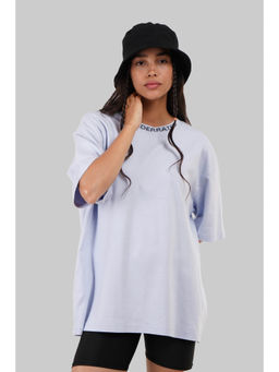 UNDERRATED CLUB - Powder Blue Neck Logo Oversized T-Shirt for Women