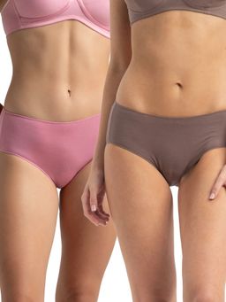 Jockey - 1802 Women Micro Modal Elastane Hipster-Cashmere Rose and Deep Taupe (Pack of 2)