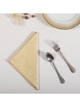 RATAN JAIPUR - Beige & Gold Cotton Napkin (Set of 6) (6 Seater)