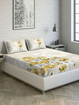 Ddecor Live Beautiful - DDECOR - Bella 100% Cotton Double Bedsheet with 2 Pillow Covers, King Size, Yellow