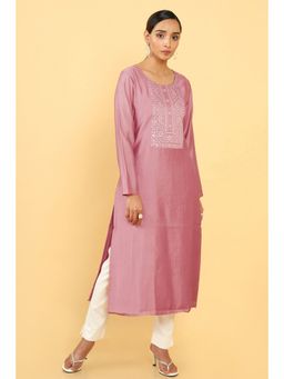 Soch - Women Pink Chanderi Embellished & Sequined Kurta