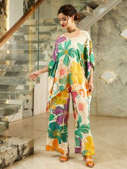 AAREIN - Women Multi-Color Viscose Rayon Embellished Co-Ord Set