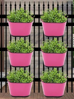 Ecofynd - Oval Purple 10 Inches Balcony Railing Planter (Set Of 6)