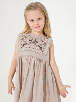 CHERRY CRUMBLE BY NITT HYMAN - Grey Embroidered Traditional Chummy Dress