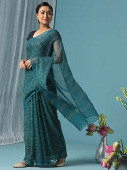 Fabindia - Cotton Silk Hand Block Printed Sari