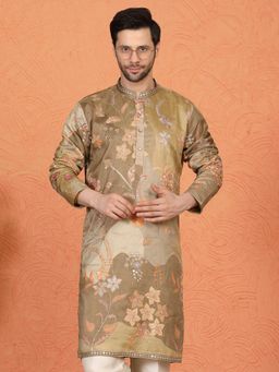 Aham-Vayam - Phool Utsav Embroidered Olive Kurta with Pant