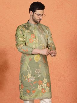 Aham-Vayam - Phool Utsav Embroidered Green Kurta with Pant
