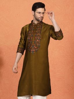 Aham-Vayam - Swarna Utsav All Over Embroidered Green Kurta with Pant