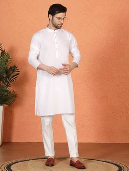 Aham-Vayam - Royal White Kurta with Pant