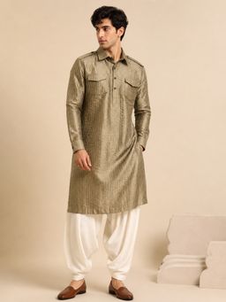 MAYANK MODI - Bemberg Silk Rust Kurta with Salwar