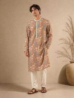 MAYANK MODI - Printed Muslin Blue Kurta with Pant