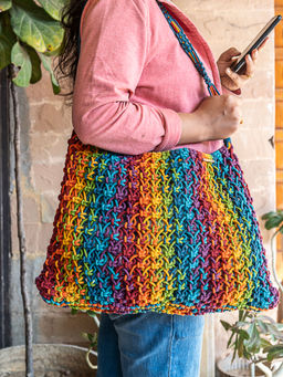 One 'O' Eight knots - Maya Blended Striped Hand Knotted Tote Bag - Multi-Color