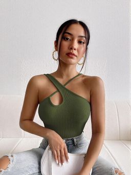 Outzidr - Green Cut Out Tank Street Style Top