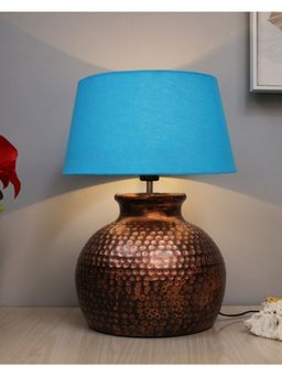 Homesake - Antique Table Lamp Pot Turquoise Shade