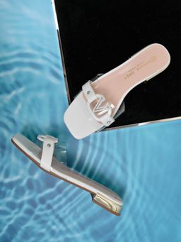 Ronnie Grey - Women White Solid Open Toe Flats