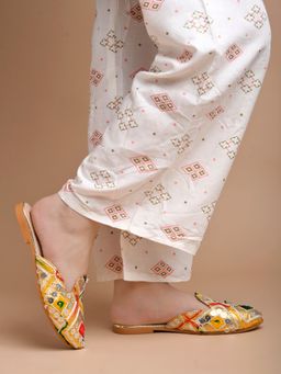 Shoetopia - Ethnic Gold Mules for Women