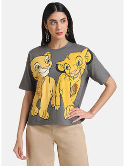 Kazo - Grey Lion King Printed Tee With Sequin