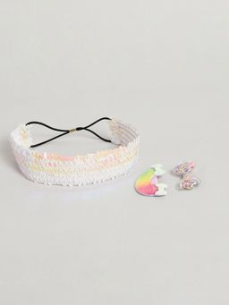 EL REGALO - Hair Accessory for Kids Girls - 1 Fabric Hairband, 2 Hairclips