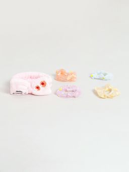 EL REGALO - Hair Accessory for Kids Girls - 1 Fabric Hairband, 4 Rubberbands