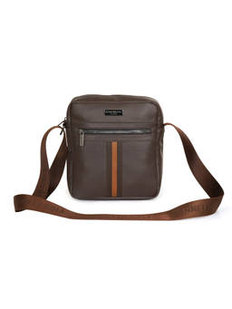 Kenneth Cole - Unisex Crossbody Multi-Pocket Utility Pu Crossbody Sling Bag - Brown