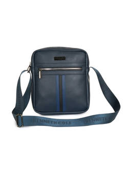 Kenneth Cole - Unisex Crossbody Multi-Pocket Utility Pu Crossbody Sling Bag - Navy Blue