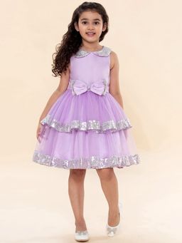 A.T.U.N. - Girls Mauve Sleeveless Net Party Dress