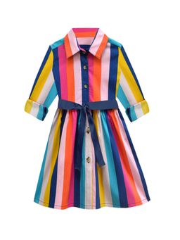 A.T.U.N. - Girls Multi-Color Striped Shirt Dress