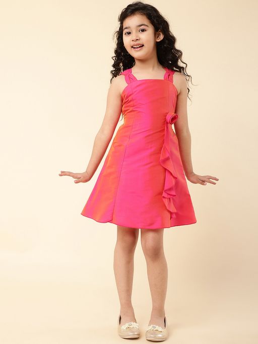 Buy Girls Pink A-Line Sleeveless Casual Dress (0-3 Months