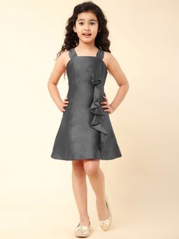 A.T.U.N. - Girls Grey A-Line Sleeveless Casual Dress