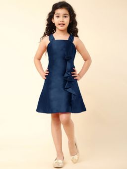 A.T.U.N. - Girls Navy Blue A-Line Sleeveless Casual Dress
