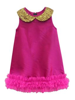 A.T.U.N. - Girls Pink Jewel Round Neck A-Line Dress