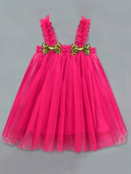 A.T.U.N. - Girls Pink Fuchsia Solid A-Line Dress